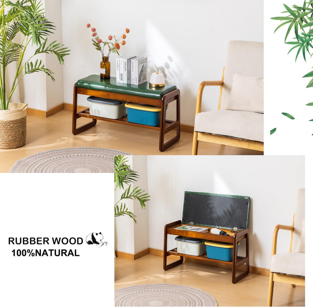 latifolia 2 Tier Shoe Rack Bench with Flip-Top Storage, Green