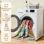 MSGKV Boho Throw Blanket for Bed 60"x80" Cotton Couch Blankets Floral Twin Size - Image 8