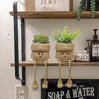 2PCS Smiley Face Succulent Artificial Plants Planters, Cute Plant Pot