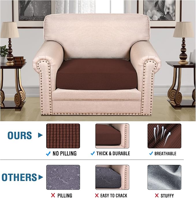 H.VERSAILTEX Super Stretch Individual Seat Cushion Covers Sofa Covers Couch - Image 2