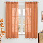 LAMIT Burnt Orange Semi Sheer Window Linen Curtains 63 Inch Length, Light by LAMIT