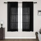 Nanspring Black Linen Curtains 63 inches Long by Nanspring