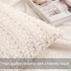 Pack of 2 Corduroy Decorative Throw Pillow Covers 24x24 InchSoft Striped Pillow - Image 2