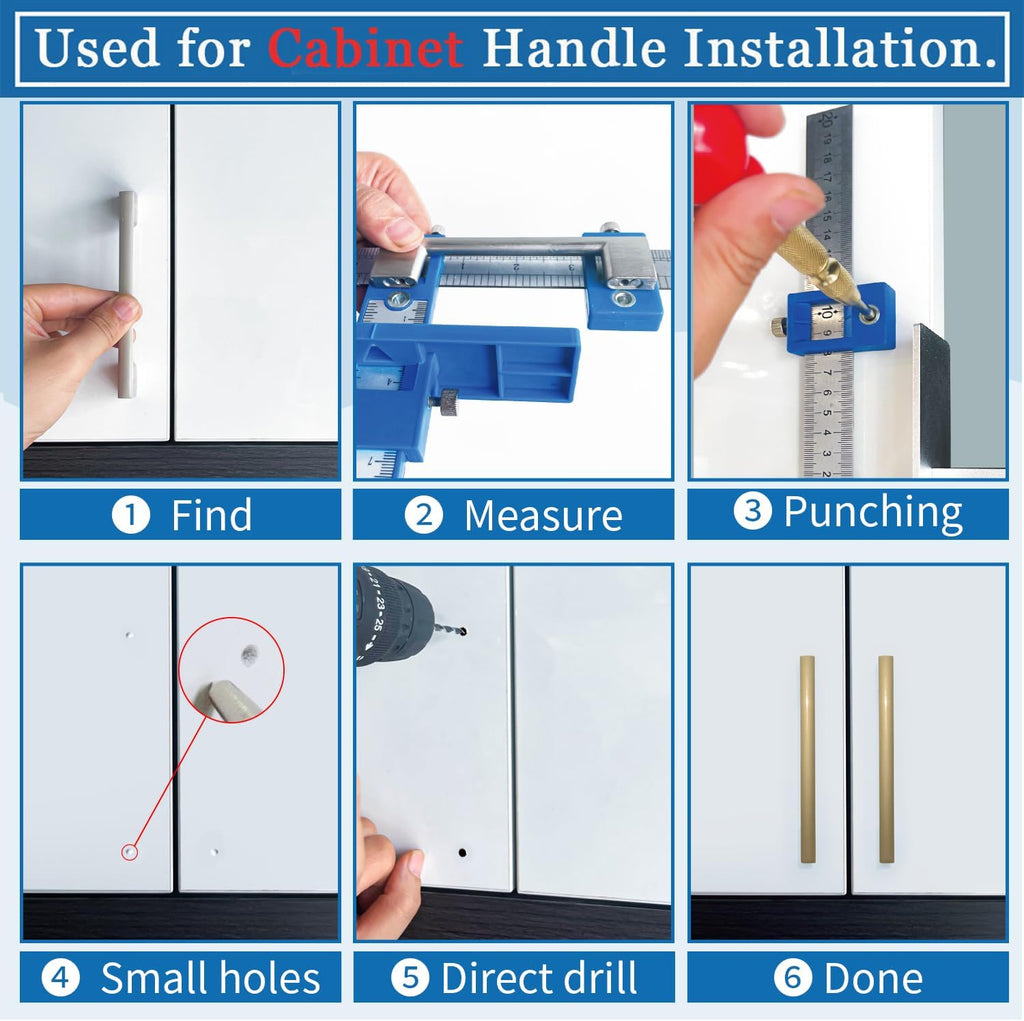 King&Charles Cabinet Hardware Jig&Auto Center Punch&Point Drill Bits