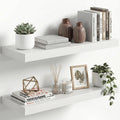 Fun Memories 12" Deep Floating Shelves for Wall, Set of 2, 32 Inch Long Wall Shelves, 2" Thick Storage Display Shelves with Invisible Brackets for Living Room Bedroom Kitchen, White