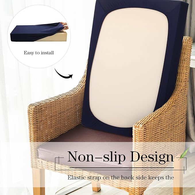 Newwiee Set of 4 Stretch Patio Cushion Covers Sofa Couch Seat Chair Slipcovers - Image 4