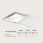 All-Clad Stainless Steel Half-Sheet Baking Pan 13" x 21" with Cooling Rack - Tri-ply Bonded for Consistent Baking- (Roast, Bake Cookies, Brownies and More) Professional Stainless Steel Bakeware