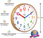 Oyster&Pop Rainbow Kids Wall Clock - Silent 10" Analog Learning Clock