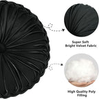 HIG Set of 2 Decorative Round Pleated Throw Pillows, Classy Accent Pumpkin - Image 2