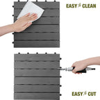 Acacia Interlocking Deck Tiles, 12in, 9PCS Outdoor Flooring
