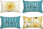 AVOIN colorlife Home Sweet Home Spring Summer Flowers Yellow Throw Pillow Covers by AVOINcolorlife