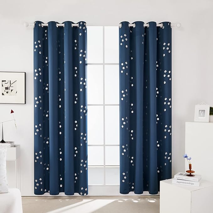 Deconovo Designer Series Silver Cubic Print Blackout Curtains - Image 2