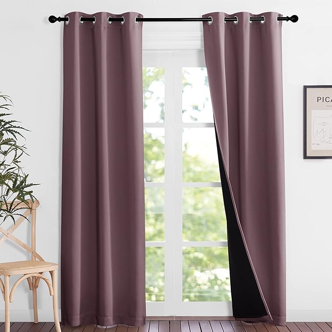 NICETOWN Dry Rose Blackout Curtains 84 inches Long, Full Light Blocking Drapes by NICETOWN