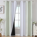 Estelar Textiler Sage and Greyish White Room Darkening Blackout Curtains 84 by ESTELARTEXTILER