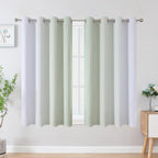 Estelar Textiler Sage and Greyish White Blackout Curtains 54 Inch Length - Image 2
