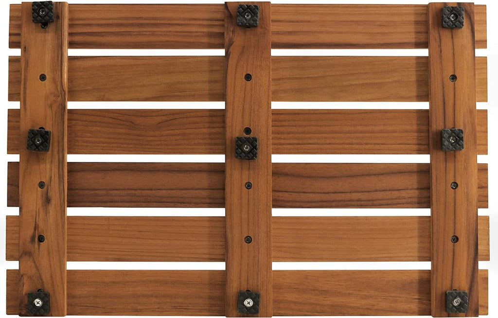 VaeFae Teak Shower Mat, Non-Slip Bath Mat, Luxury Spa Mat, Wooden Mat for Bathtub, 20 x 13 in