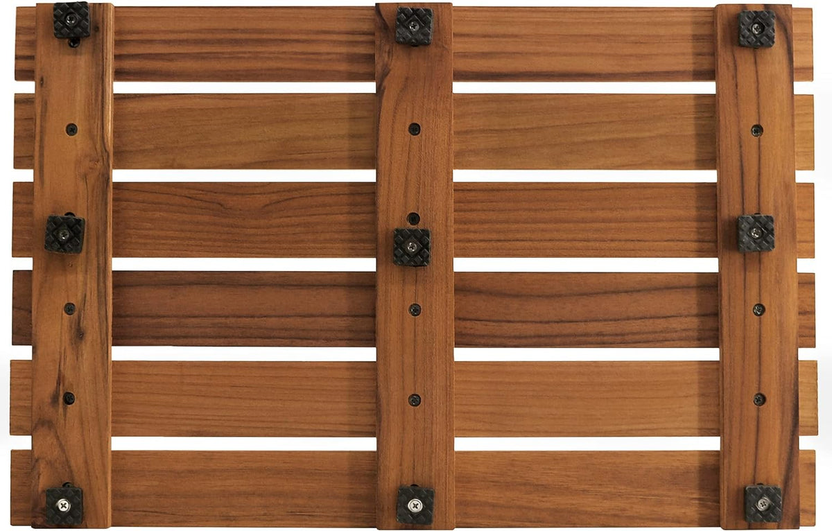 VaeFae Teak Shower Mat, Non-Slip Bath Mat, Luxury Spa Mat, Wooden Mat for Bathtub, 20 x 13 in