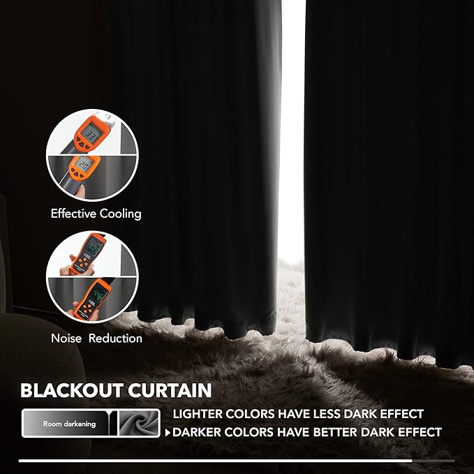 Deconovo Blackout Curtain Panels Window Draperies Rod Pocket/Back Tab Curtains - Image 5
