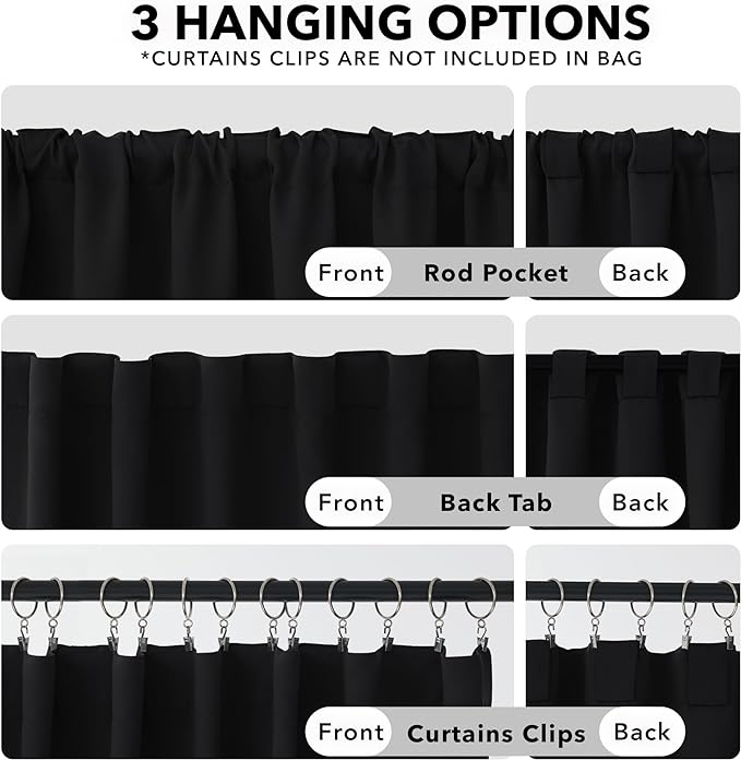 Deconovo Blackout Curtains, Thermal Insulated, W42 x L84 2 Panels, Back Tab - Image 2