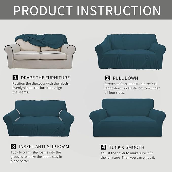Easy-Going Stretch 4 Seater Sofa Slipcover 1-Piece Sofa Cover Furniture - Image 5