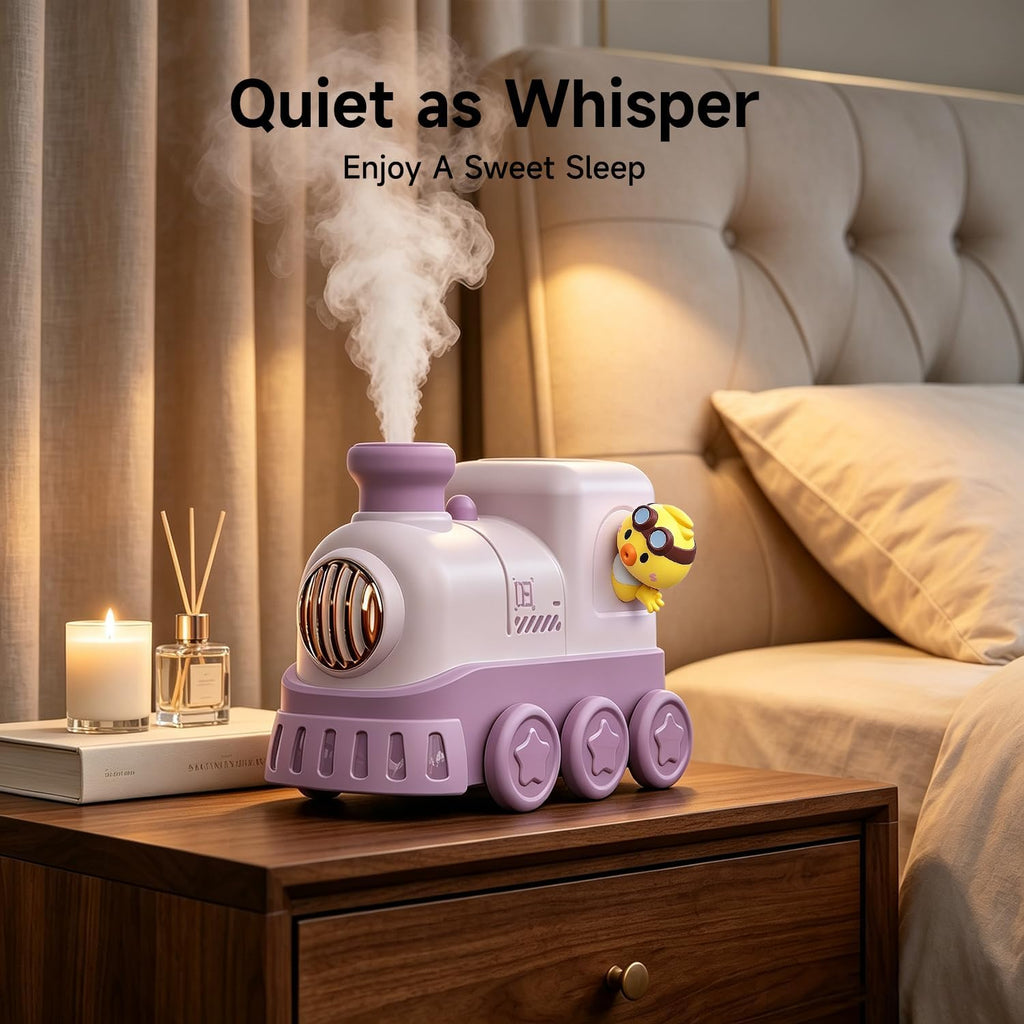 JOSTART Cute Train Humidifier, 300ml Portable USB Desktop, (Soft Purple)