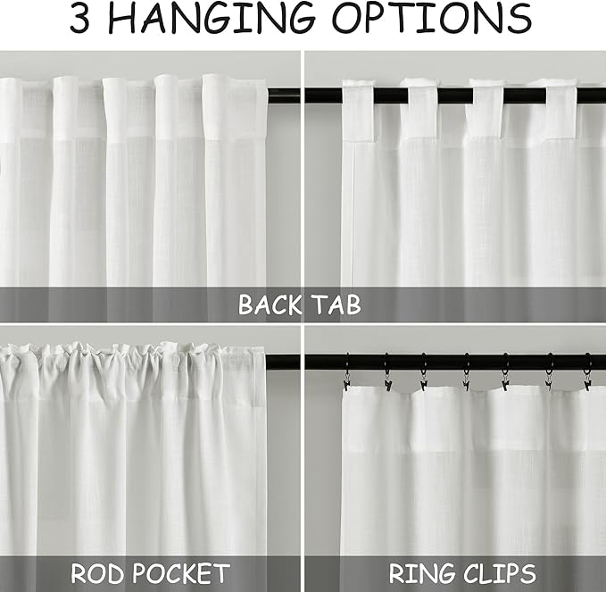 Off White Curtain 102 inches Long 2 Panels Set - Image 3