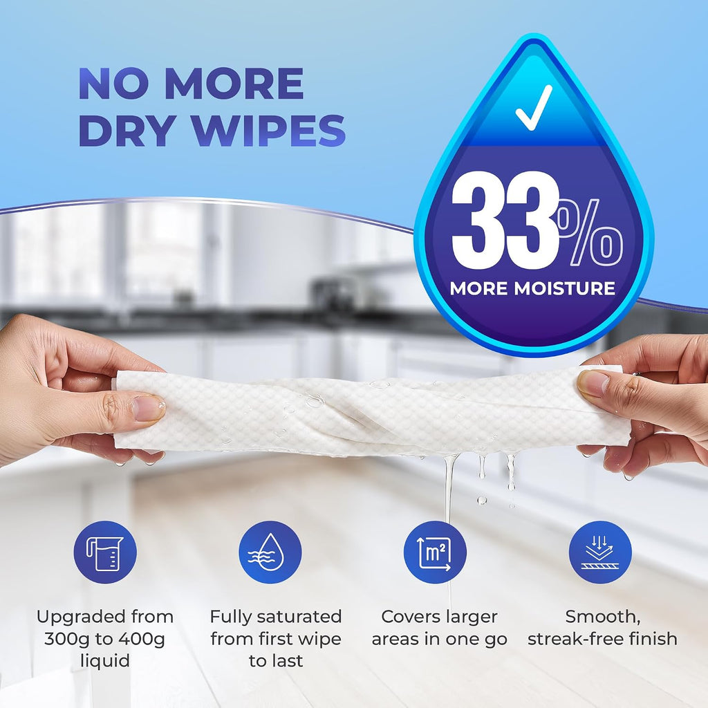 EASY TAP MOP Baking Soda Cleaning Wipes - for Quick Spot Wet Floor Mopping