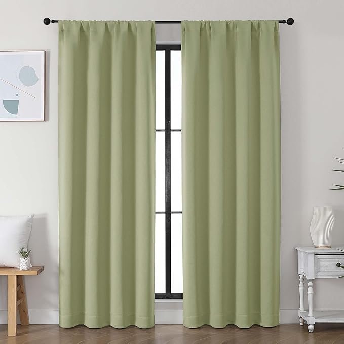 Simplebrand Ava Sage Green Blackout Curtains by Simplebrand