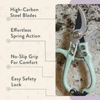 Modern Sprout Bypass Hand Pruners - Scissors - Gardening Tools - Lavender