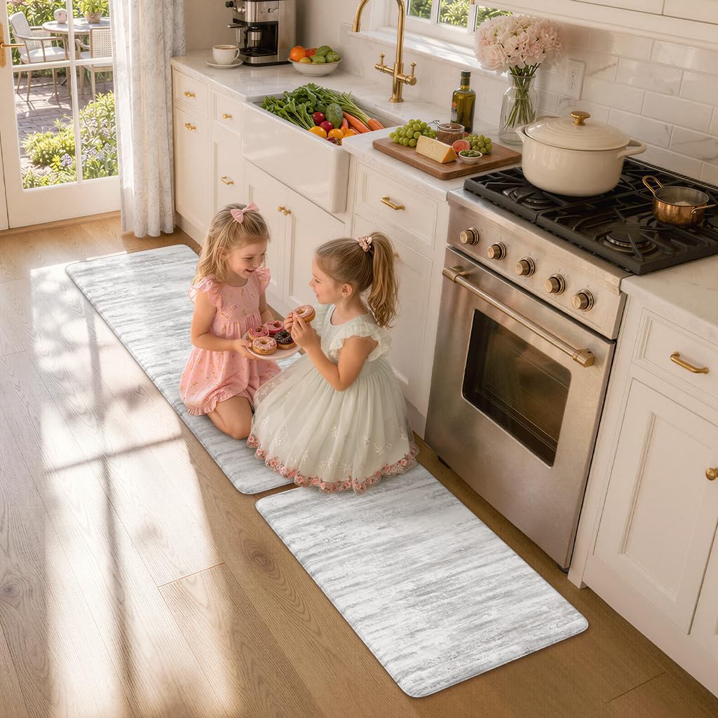 KIMODE Anti Fatigue Kitchen Mats for Floor, Abstract Farmhouse Kitchen Rugs