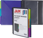 JAM PAPER Plastic Multi Pocket Folder - 24 Pocket Organizer with Zipper Pouch - Smoke Grey with Colorful Tabs - 10 1/2 x 11 1/2 - Sold Individually