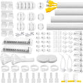 [313Pcs] Cable Management Kit, Reusable Computer Desk Cord Organizer, White
