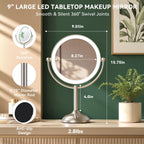 Auxmir 9" 5000mAh Magnifying Mirror with Light, 1X/30X Makeup Mirror