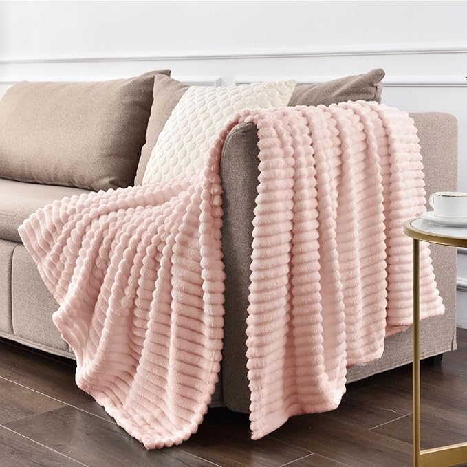 BEDELITE Fleece Throw Blanket for Couch – 3D Ribbed Jacquard Soft and Warm - Image 7