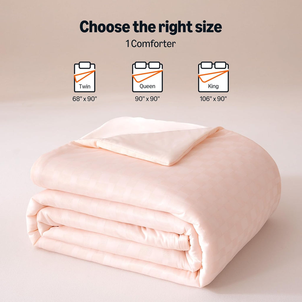 Amazon Basics Cooling Comforter, Soft Lightweight Waffle Weave Blanket for Hot Sleepers, Summer & All Season Bedding to Keep Cool for Night Sweats, 68"x90", Twin, Pink
