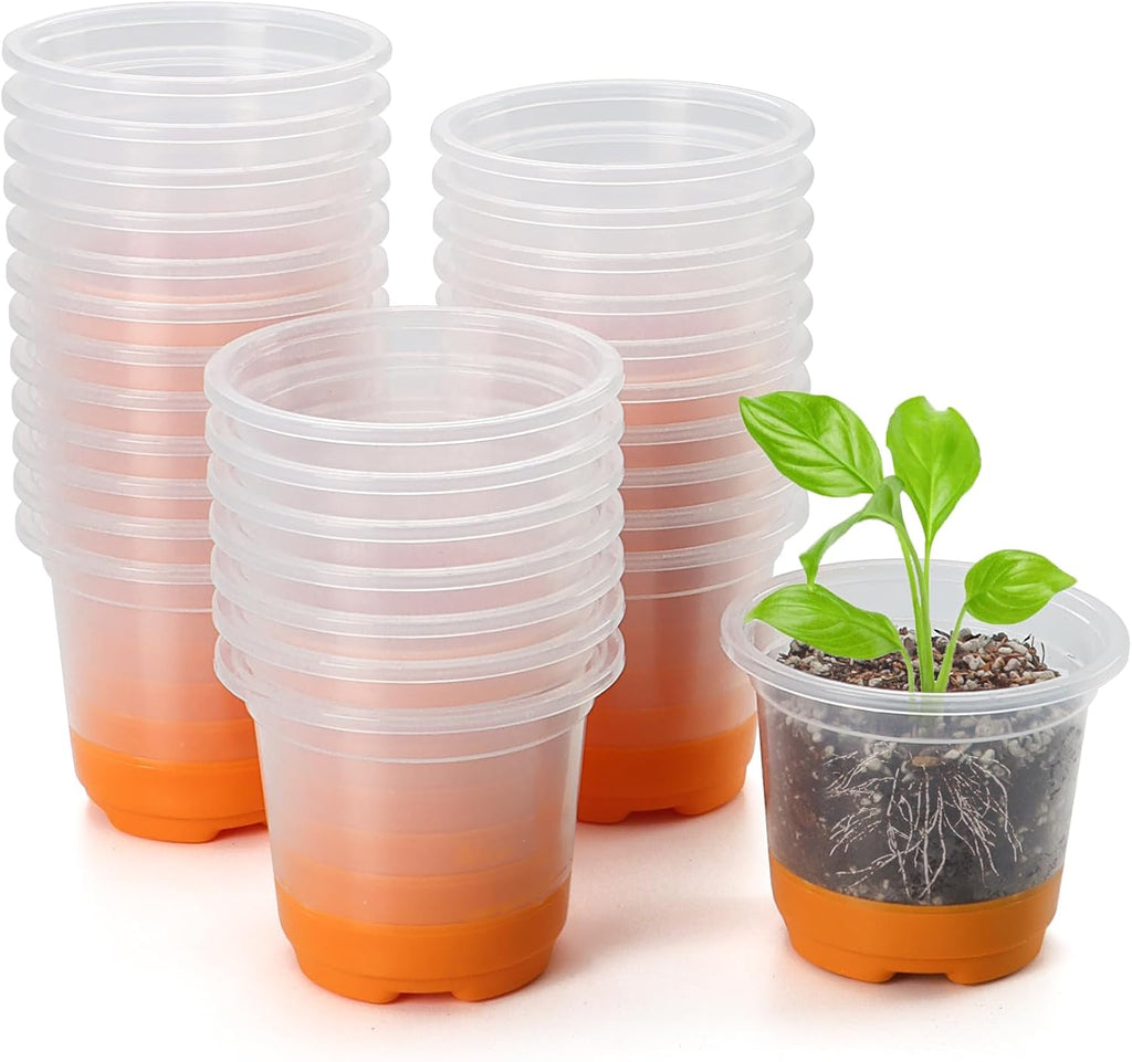 MIXC Clear Nursery Pots with Silicone Base, 4-Inch, 30-Pack