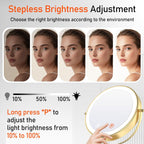 Vanity Mirror with Lights, 9'' Lighted Makeup Mirror, 1X/20X Double Sided Magnifying Mirror, 5000mAh Rechargeable, 3 Color Dimmable LED, 360° Rotation Desk Mirror for Makeup & Skincare, Gold