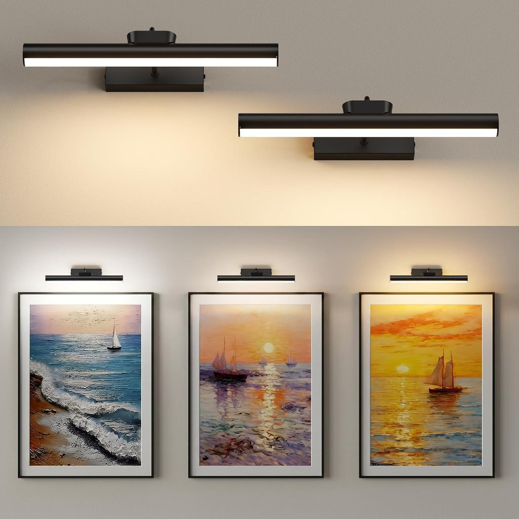 Picture Light for Wall, 4000mAh, 13.8 Inch, 2 Pack, Black