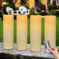 14" x 4" Large Outdoor Waterproof Candles with Timer Remote, 4 Pack