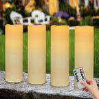 14" x 4" Large Outdoor Waterproof Candles with Timer Remote, 4 Pack