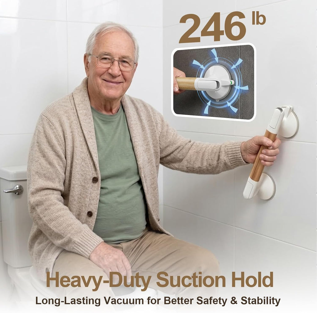 2 Pack Grab Bars For Shower, 15'' Suction Cup Shower Handle for Seniors