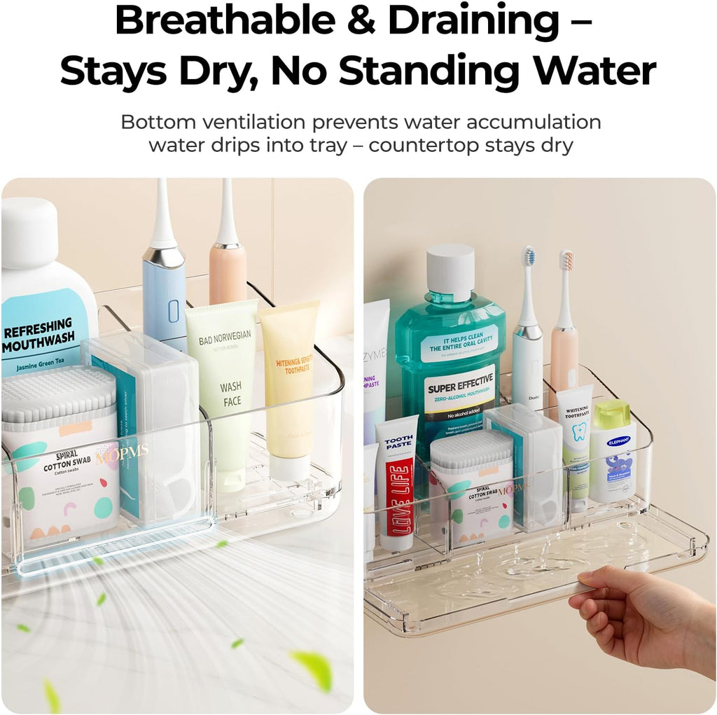 MOPMS 8 Slots Toothbrush Holders for Bathrooms with Detachable Dividers