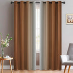 Yakamok Greyish White and Burnt Orange Ombre Curtains, Light Blocking Curtains by Yakamok