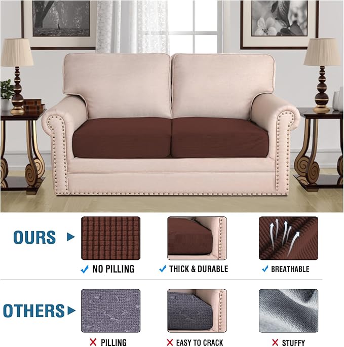 H.VERSAILTEX Super Stretch Individual Seat Cushion Covers Sofa Covers Couch - Image 2
