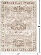 Hazo Haus Washable Neutral Farmhouse Bedroom Rug, 5x7 Area Rugs - Image 2