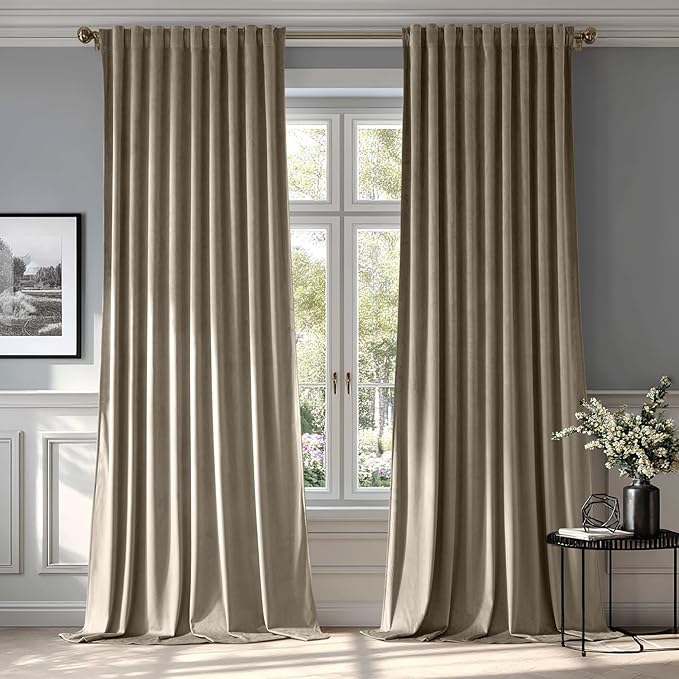 MIULEE Taupe Velvet Curtains 108 inches by MIULEE