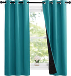NICETOWN Peacock Teal 100% Blackout Lined Curtains, 2 Thick Layers Narrow Wide - Image 2