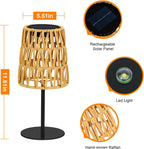 2pcs Outdoor Table Lamp: Rechargeable LED Solar Lantern for Garden Yard, Waterproof Solar Lights Outdoor Cordless Table Rattan Lamp, Small Deck Lamp for Balcony Patio,Gift for Women Mother Days