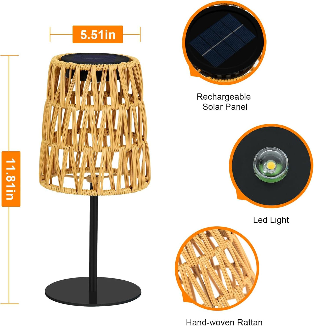2pcs Outdoor Table Lamp: Rechargeable LED Solar Lantern for Garden Yard, Waterproof Solar Lights Outdoor Cordless Table Rattan Lamp, Small Deck Lamp for Balcony Patio,Gift for Women Mother Days