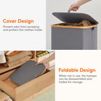 Lifewit 105L Large Laundry Basket with Lid, Removable Bags, Gray